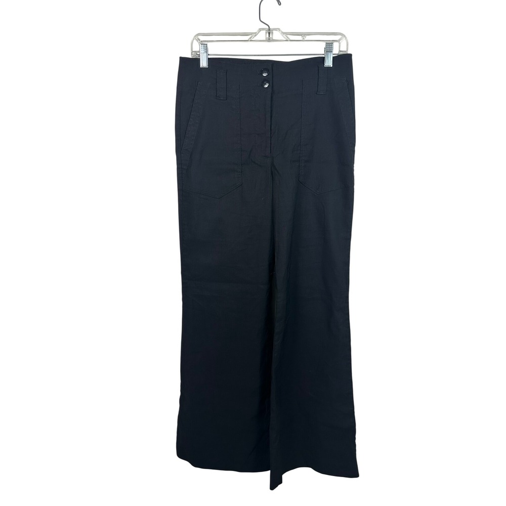 Maeve The Naomi Pants Women 10 Black Excellent Wide Leg‎ Linen Blend High Rise